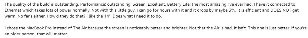 amazon reviews example